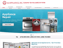 Tablet Screenshot of ajapplianceservice.com